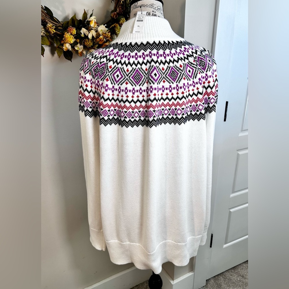 TALBOTS Thermolite® Modern Fair Isle Snap Front Sweater Jacket NWT Sz XL - Picture 8 of 12